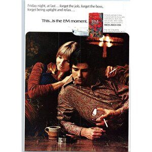 1971 L&M Cigarettes Vintage Print Ad Brandy Snifter Hull Pottery Mug 70s Fashion